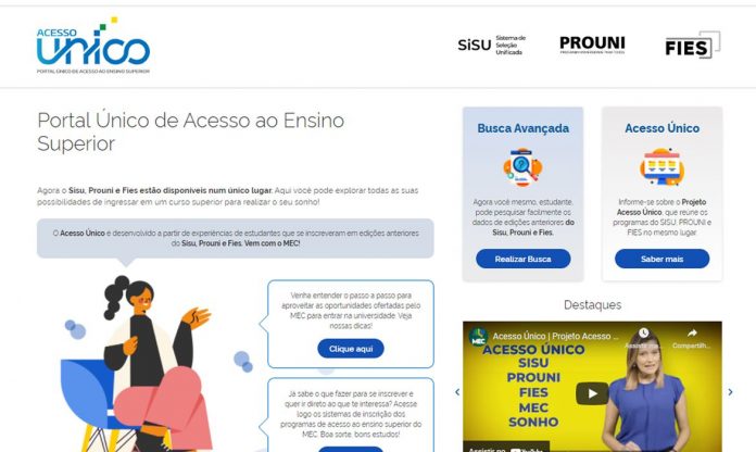 Em Portal Único de Acesso, MEC reúne Sisu, Prouni e Fies