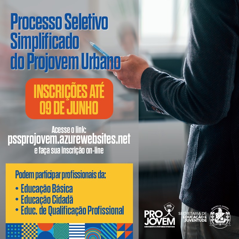 Inscrições Para Processo Seletivo Para Professor Do Projovem Urbano, Em ...