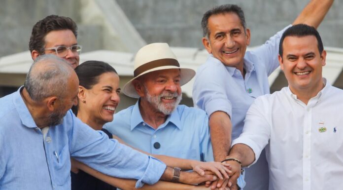 “Água deve ser sinônimo de benção”, destacou a governadora Raquel Lyra ao lado do presidente Lula na inauguração da Barragem Panelas II, após mais de 10 anos de espera