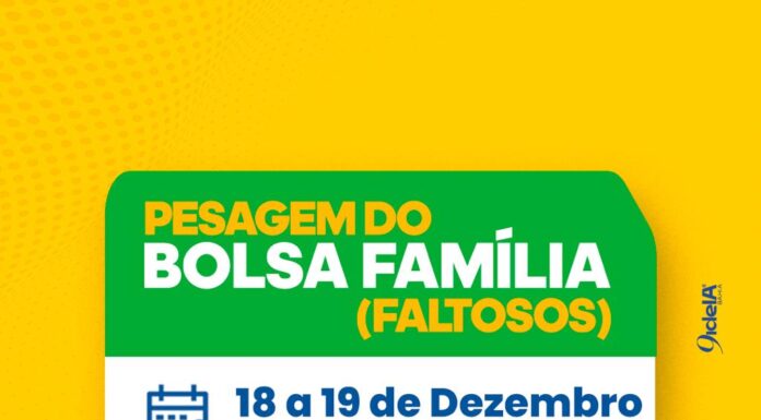 Bolsa Família: última chamada para pesagem obrigatória de beneficiários faltosos será realizada nos dias 18 e 19 de dezembro, em Juazeiro