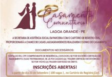 Casamento Comunitário 2025 em Lagoa Grande: inscrições terminam quarta, dia 10
