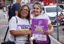 Ação Pré-Carnaval conscientiza população e comerciantes sobre a Campanha Tolerância Zero à Violência Contra a Mulher em Juazeiro