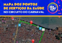 Sesau divulga mapa com pontos de serviços de saúde no circuito do Carnaval de Juazeiro