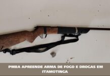 Juazeiro: PMBA apreende arma de fogo e drogas em Itamotinga