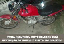 PMBA recupera motocicletas com restrição de roubo e furto em Juazeiro