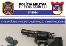 Policiais do 5ºBPM apreendem arma de fogo, munição e drogas no bairro Dom Avelar