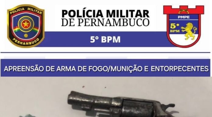 Policiais do 5ºBPM apreendem arma de fogo, munição e drogas no bairro Dom Avelar