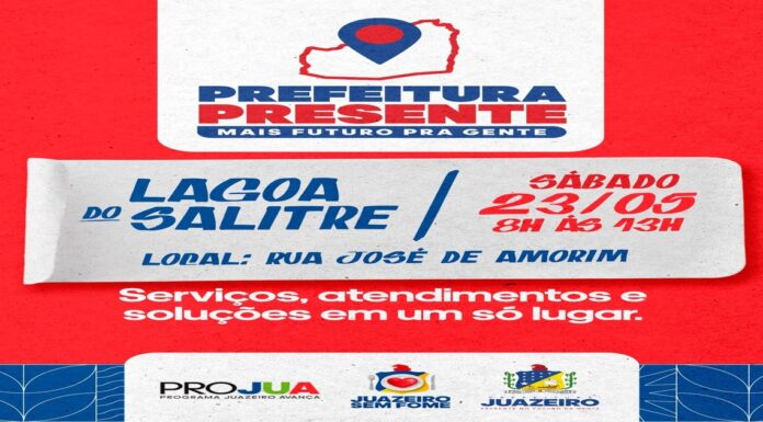 Lagoa do Salitre receberá mutirão de serviços gratuitos da prefeitura neste sábado (23)